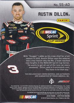 2016 Panini Certified - Sprint Cup Signature Swatches #SS-AD Austin Dillon Back