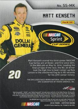 2016 Panini Certified - Sprint Cup Signature Swatches #SS-MK Matt Kenseth Back