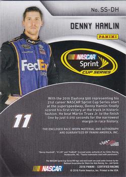 2016 Panini Certified - Sprint Cup Signature Swatches Mirror Red #SS-DH Denny Hamlin Back