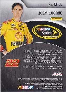2016 Panini Certified - Sprint Cup Signature Swatches Mirror Red #SS-JL Joey Logano Back