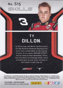 2016 Panini Certified - Skills Mirror Gold #S15 Ty Dillon Back