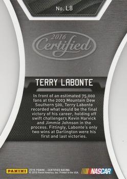2016 Panini Certified - Legends Mirror Black #L8 Terry Labonte Back