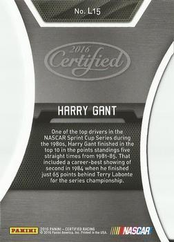 2016 Panini Certified - Legends Mirror Black #L15 Harry Gant Back