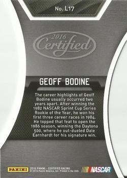 2016 Panini Certified - Legends Mirror Black #L17 Geoff Bodine Back