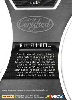 2016 Panini Certified - Legends Mirror Blue #L7 Bill Elliott Back