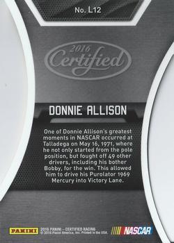 2016 Panini Certified - Legends Mirror Red #L12 Donnie Allison Back