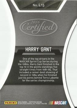 2016 Panini Certified - Legends Mirror Red #L15 Harry Gant Back