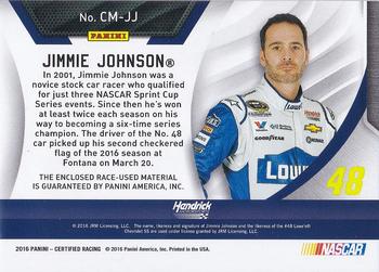 2016 Panini Certified - Complete Materials #CM-JJ Jimmie Johnson Back