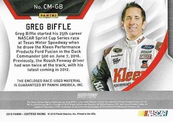 2016 Panini Certified - Complete Materials #CM-GB Greg Biffle Back