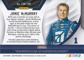 2016 Panini Certified - Complete Materials Mirror Gold #CM-JM Jamie McMurray Back