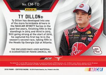 2016 Panini Certified - Complete Materials Mirror Gold #CM-TD Ty Dillon Back