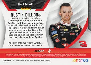 2016 Panini Certified - Complete Materials Mirror Red #CM-AD Austin Dillon Back