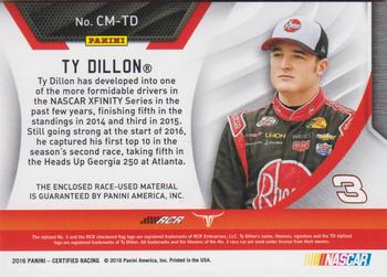 2016 Panini Certified - Complete Materials Mirror Silver #CM-TD Ty Dillon Back