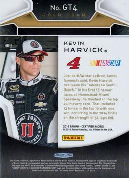 2016 Panini Certified - Gold Team #GT4 Kevin Harvick Back