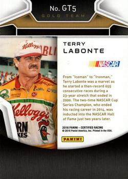 2016 Panini Certified - Gold Team #GT5 Terry Labonte Back