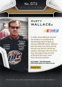2016 Panini Certified - Gold Team Mirror Blue #GT2 Rusty Wallace Back