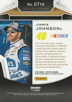 2016 Panini Certified - Gold Team Mirror Blue #GT10 Jimmie Johnson Back