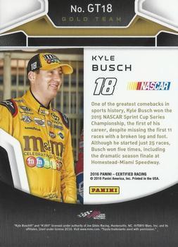 2016 Panini Certified - Gold Team Mirror Gold #GT18 Kyle Busch Back