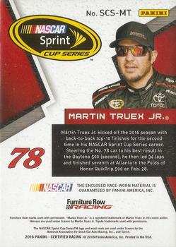 2016 Panini Certified - Sprint Cup Swatches #SCS-MT Martin Truex Jr. Back