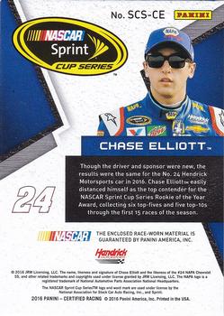 2016 Panini Certified - Sprint Cup Swatches #SCS-CE Chase Elliott Back