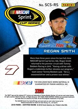 2016 Panini Certified - Sprint Cup Swatches #SCS-RS Regan Smith Back