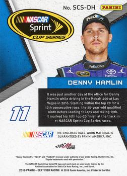 2016 Panini Certified - Sprint Cup Swatches Mirror Black #SCS-DH Denny Hamlin Back
