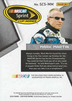 2016 Panini Certified - Sprint Cup Swatches Mirror Black #SCS-MM Mark Martin Back