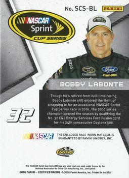 2016 Panini Certified - Sprint Cup Swatches Mirror Black #SCS-BL Bobby Labonte Back