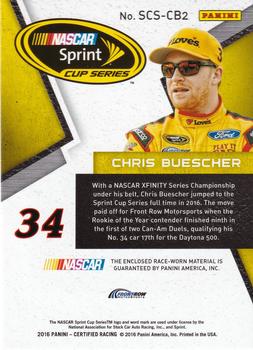 2016 Panini Certified - Sprint Cup Swatches Mirror Blue #SCS-CB2 Chris Buescher Back