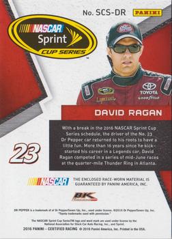 2016 Panini Certified - Sprint Cup Swatches Mirror Blue #SCS-DR David Ragan Back