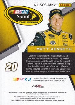 2016 Panini Certified - Sprint Cup Swatches Dual Mirror Gold #SCS-MK2 Matt Kenseth Back