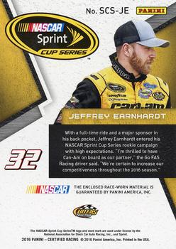2016 Panini Certified - Sprint Cup Swatches Dual Mirror Gold #SCS-JE Jeffrey Earnhardt Back