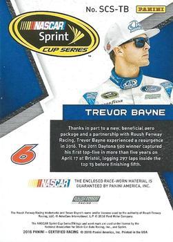 2016 Panini Certified - Sprint Cup Swatches Dual Mirror Gold #SCS-TB Trevor Bayne Back