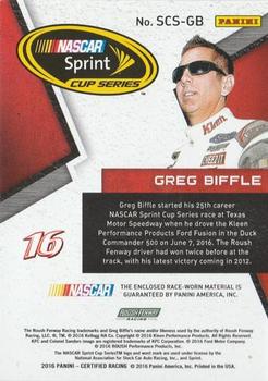 2016 Panini Certified - Sprint Cup Swatches Dual Mirror Silver #SCS-GB Greg Biffle Back
