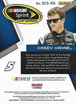 2016 Panini Certified - Sprint Cup Swatches Dual Mirror Silver #SCS-KK Kasey Kahne Back
