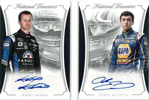 2016 Panini National Treasures - Dual Signature Booklets #DS-HMS1 Kasey Kahne / Chase Elliott Front
