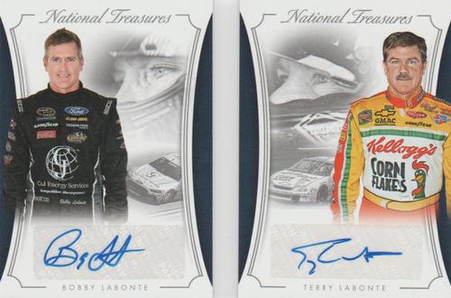 2016 Panini National Treasures - Dual Signature Booklets #DS-LAB Bobby Labonte / Terry Labonte Front