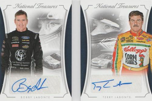 2016 Panini National Treasures - Dual Signature Booklets - Gold #DS-LAB Bobby Labonte / Terry Labonte Front