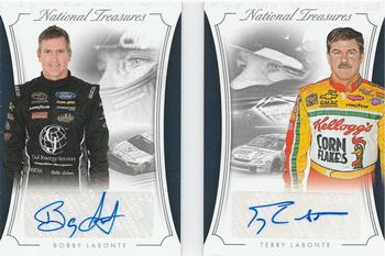 2016 Panini National Treasures - Dual Signature Booklets - Black #DS-LAB Bobby Labonte / Terry Labonte Front