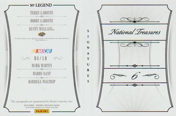 2016 Panini National Treasures - Six Signature Booklets - Black #LEGEND Bobby Labonte / Mark Martin / Rusty Wallace / Terry Labonte / Darrell Waltrip / Harry Gant Back