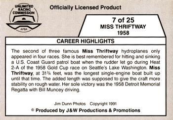 1991 APBA Thunder on the Water #7 Miss Thriftway 1958 Back