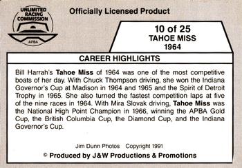 1991 APBA Thunder on the Water #10 Tahoe Miss 1964 Back