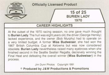 1991 APBA Thunder on the Water #15 Burien Lady - 1970 Back