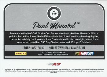 2017 Donruss - Gold Foil #115 Paul Menard Back