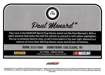 2017 Donruss - Press Proof #115 Paul Menard Back