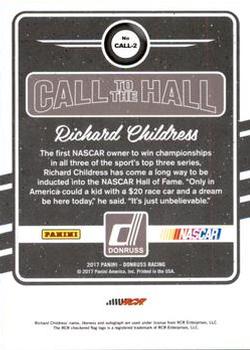 2017 Donruss - Call to the Hall Cracked Ice #CALL-2 Richard Childress Back