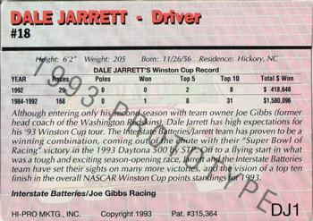 1993 Action Packed - 1993 Prototypes #DJ1 Dale Jarrett Back