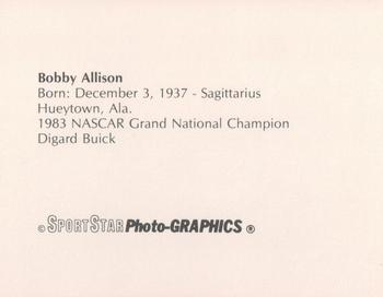 1986 Sportstar Photo-Graphics Racing #NNO Bobby Allison Back
