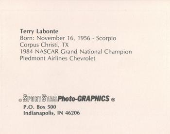 1986 Sportstar Photo-Graphics Racing #NNO Terry Labonte Back