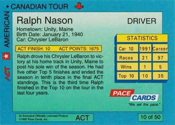 1992 Pace American-Canadian Tour - Sample #10 Ralph Nason Back